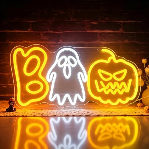 Halloween Boo Ghost Pumpkin Neon Sign USB Dimmable Wall Decor - Boo2
