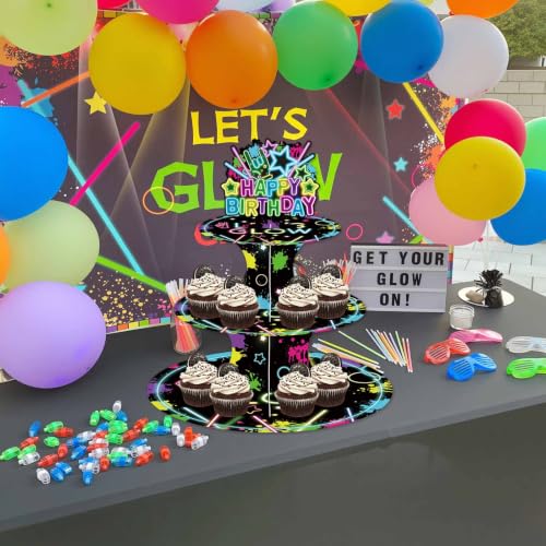 Glow in Dark Cupcake Stand 3-Tier Dessert Display for Birthdays & Parties