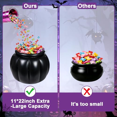 Inflatable Halloween Candy Bowl 22x18 Black Cauldron Bucket Large Trick-or-Treat Container