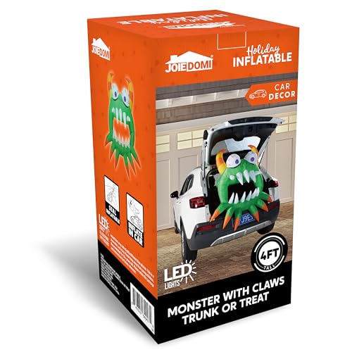 Halloween Inflatable Monster with LEDs for Yard & Car Decor - 4 ft Tall