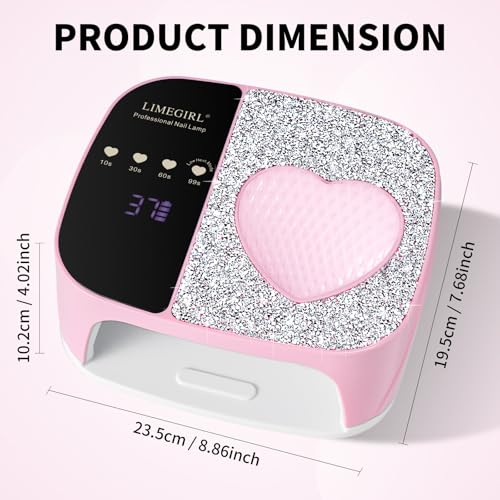 Pink UV LED Nail Lamp Kit for Gel Polish - Fast Curing, Rechargeable & Cordless