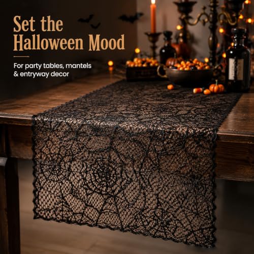 Halloween Spider Web Table Runner 12x72 Inch Indoor Decor