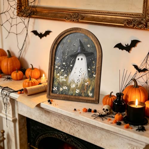 Halloween Ghost Witch Wood Framed Arch Sign - Spooky Autumn Decor - Variation of THIS listing