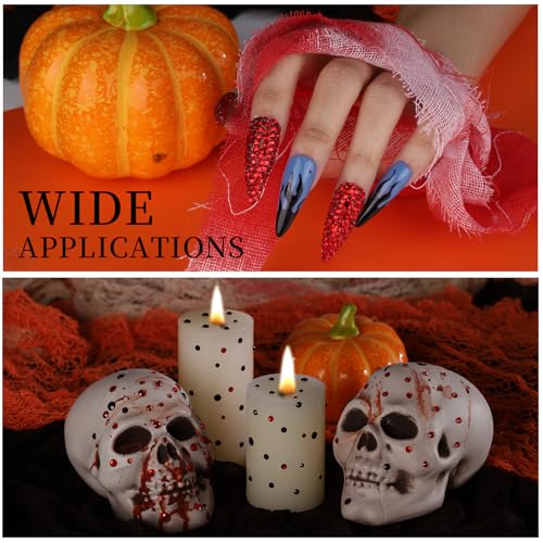 Self-Adhesive Face Gems Set for Makeup Halloween Costume - Red Black Clear