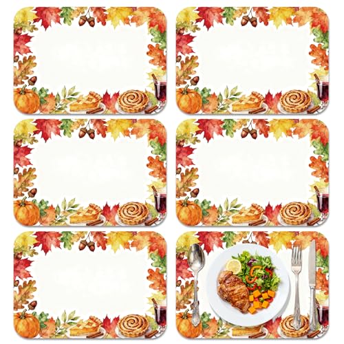 Yellow Maple Leaf Plastic Placemats Set of 6 Wipeable Fall Table Decor 11x15.7 Inch