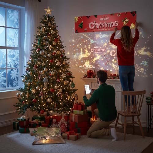 Christmas Party Banner and Backdrop Set Pink - Indoor & Outdoor Decoration with Ribbons - Variation of Christmas Red 2