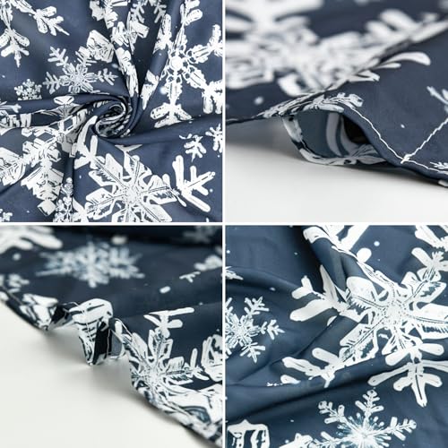 Christmas Sheer Window Valance 52x14 Inches Snow Blue Foil 2-Pack