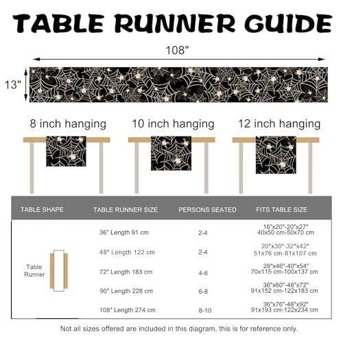 Halloween Spider Web Table Runner 13x108 Inches Black White Cobweb Decor Variation of THIS listing