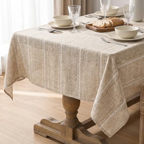 Light Coffee Rectangular Tablecloth 60x120 Inch Rustic Style - Horaldaily Variation
