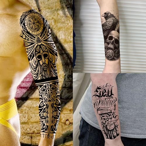Temporary Tattoos Full Arm Sleeve Zeus God Design - Variation of SleeveZeus