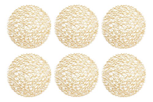 15-Inch Gold Woven Paper Tabletop Placemat Set - Holiday & Event Decor
