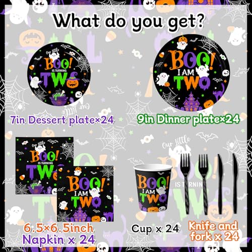 Halloween Ghost Party Supplies Set for Kids 2nd Birthday - Plates, Cups, Napkins & Cutlery