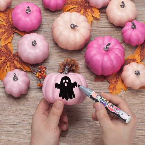 Pink Fall Pumpkin Decor Set - 22 pcs Autumn Harvest Wreath & Table Decorations (Assorted Pink)