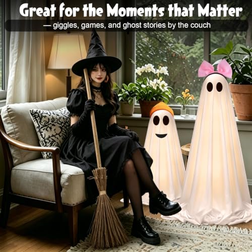 Extra Large Light Up Ghost Halloween Decorations with Scary Sounds - Outdoor Indoor Spooky Set