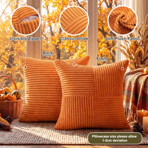 Fall 24x24 Inch Throw Pillow Covers Set of 4 - Boho Autumn Cushion Cases