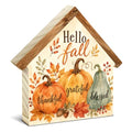 Hello Fall 03 Pumpkin Thanksgiving House Shaped Wooden Sign - Autumn Decor