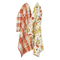 Fall Plaid Dishtowel Set - 2 Cotton Kitchen Towels 18x28 with Floral Design