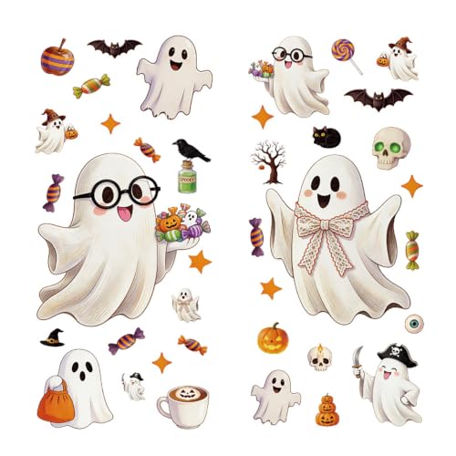 Halloween Bat Window Clings Set - Ghost Pumpkin Stickers for Windows - Halloween02 Variation