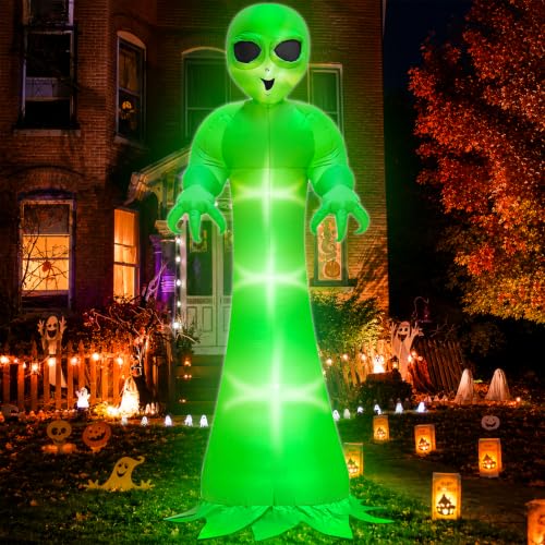 12 Ft Inflatable Halloween Alien Decor with Built-in LEDs Outdoor Yard Prop