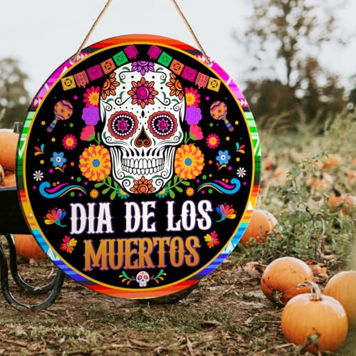 Day of The Dead Wall Decor Sign - Mexican Skull Hanging Halloween Decoration
