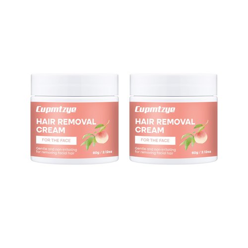 Facial Hair Removal Cream, Professional Depilatory Care Soothing Cream,Peach Infused Depilatory, Smooth Skin Treatment for Women & Men (Pack of 2)