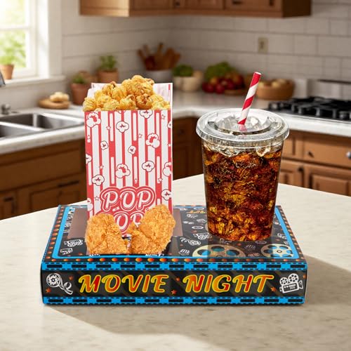 Movie Night Snack & Popcorn Tray Set - 100 Disposable Party Supplies