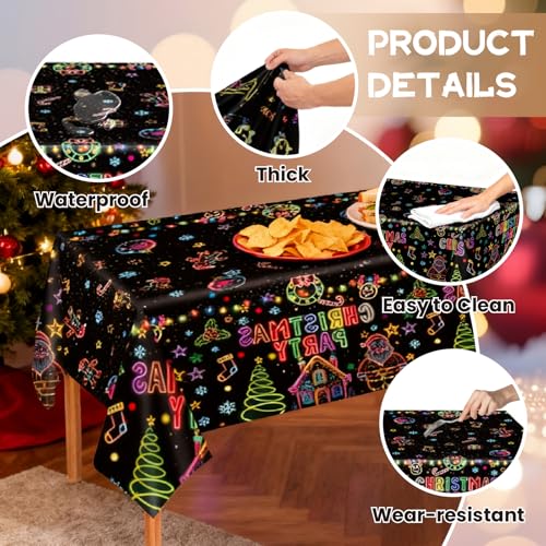 Christmas Party Tablecloth 54x108 Inch Disposable Holiday Decor 3 Pack