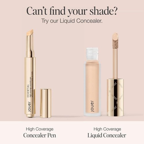 Jouer Essential High Coverage Concealer Pen - Brightening Under Eye Concealer for Dark Circles - Hydrating Formula with Hyaluronic Acid & Vitamin E