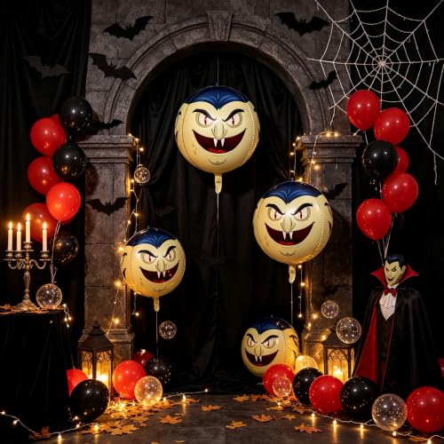 Halloween 4D Vampire Head Foil Balloons - Spooky Party Decorations, 2 Pack