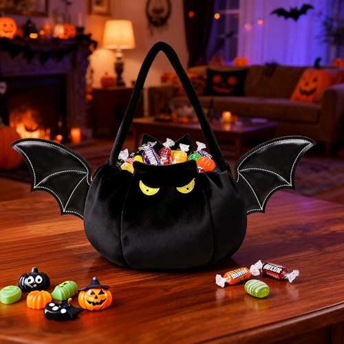 PinkSheep Light-Up Halloween Trick or Treat Bucket - Black Bat Variation