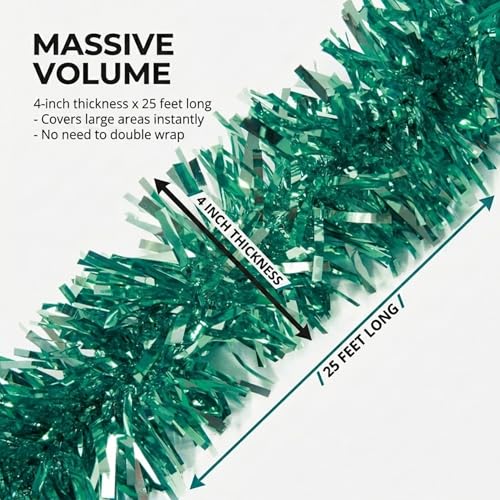 Teal Metallic Twist Garland - 4 Inch x 25 Feet Parade Float & Party Decor