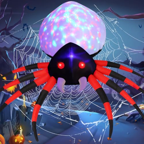 Halloween Inflatable Spider Decoration with LED Lights - 5 & 8 Feet Outdoor Yard Decor