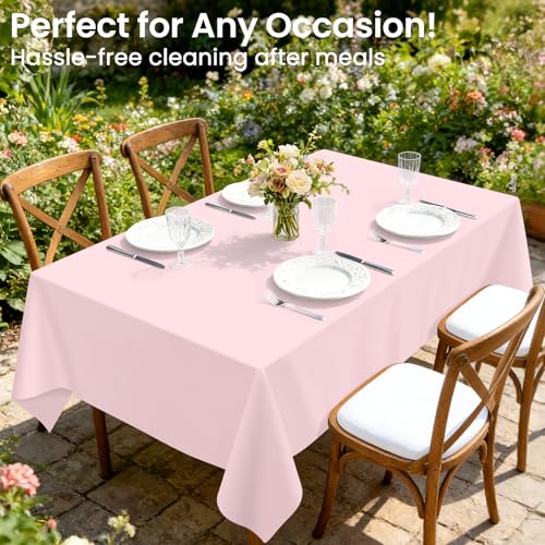 Pink Disposable Plastic Tablecloth 54 x 108 Inches - 4 Pack