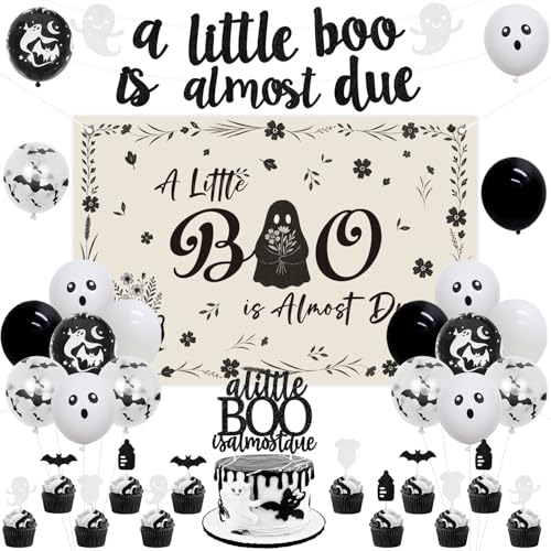 Halloween Baby Shower Decorations Set - Banner, Balloons & Backdrop for Spooky Celebration