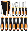Pumpkin Carving Kit for Halloween - 13Pcs Stainless Steel Tools with Carrying Case - Black & Orange