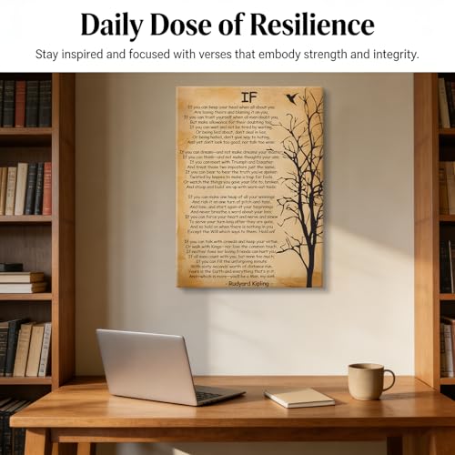 Kipling Poem Canvas Wall Art - 12x16 Inch Inspirational Decor with Frame & Hooks Variation of This Listing