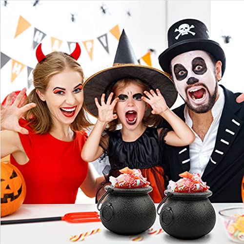 Mini Black Cauldron Halloween Candy Holders 12pcs - Multi-Purpose Plastic Decoration