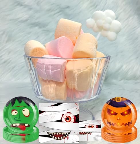 Halloween Party Plates Set - Disposable Pumpkin Monster Vampire Bat Tableware