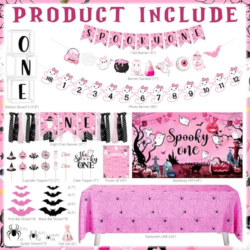 Pink Spooky First Birthday Decorations Kit for Girls Halloween Party - Variation: Pink