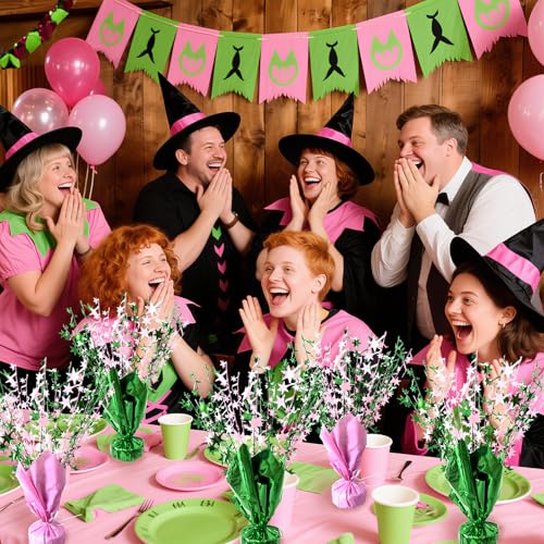Pink and Green Witch Birthday Party Centerpiece Spray - 6 Pack Table Decor