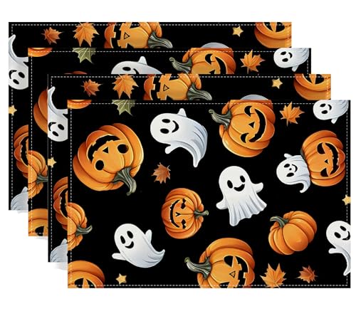 Halloween Placemats Set of 4 - Pumpkin Table Decor, 12 x 18 Inches - Variation of THIS listing
