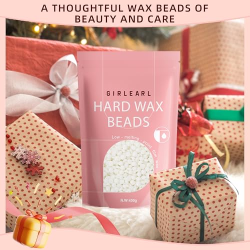 GIRLEARLE 1lb Unscented Hard Wax Beads for Hair Removal - White, Pack of 1