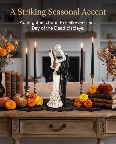 Small Dancing Skeleton Bride and Groom Figurine - Gothic Wedding Cake Topper