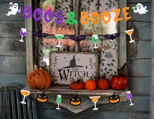 Halloween Banner Set with Glitter Ghosts Pumpkins and Banners - Colorful Party Decorations