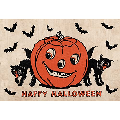 Halloween Paper Placemat Set - Vintage Jack-O-Lantern Black Cats Bats, 24 Pack