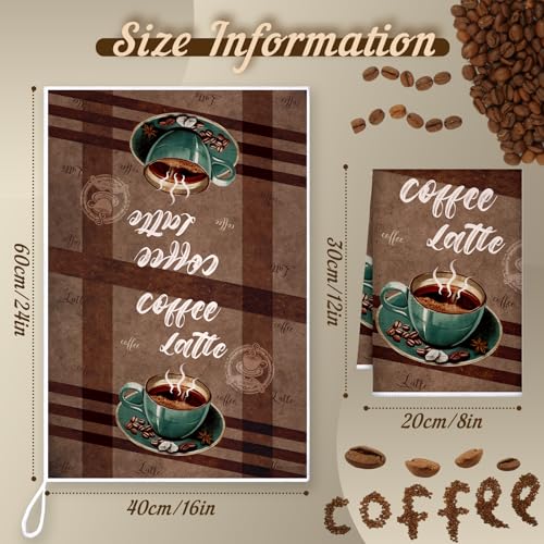 Coffee Themed Kitchen Towels Set - 6 Stylish Microfiber Dish Towels