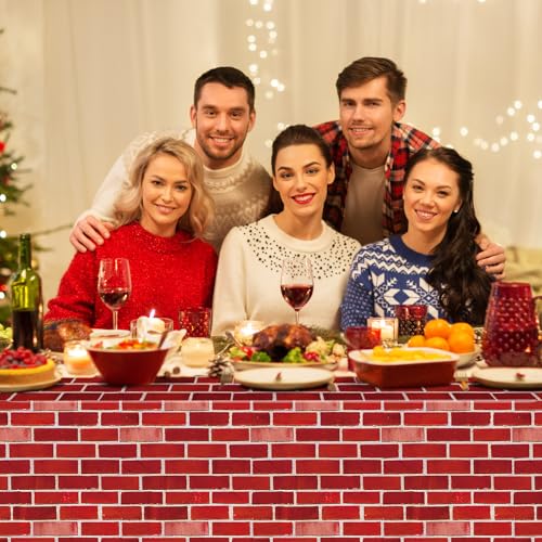 Red Brick Tablecloth Roll 100ft x 54in Waterproof Disposable Backdrop for Holiday Parties