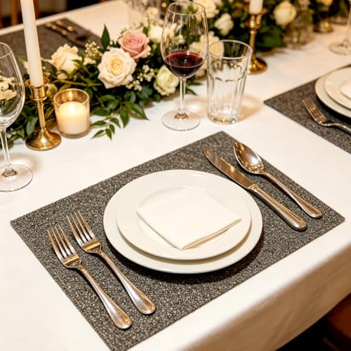 Tawny Glitter Rhinestone Table Mat 12x18 Inch Rectangular Luxury Bling Placemat - Variation 4