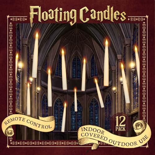 Floating LED Candles with Remote Control - 12Pcs Witch Wizard Pillar Candles