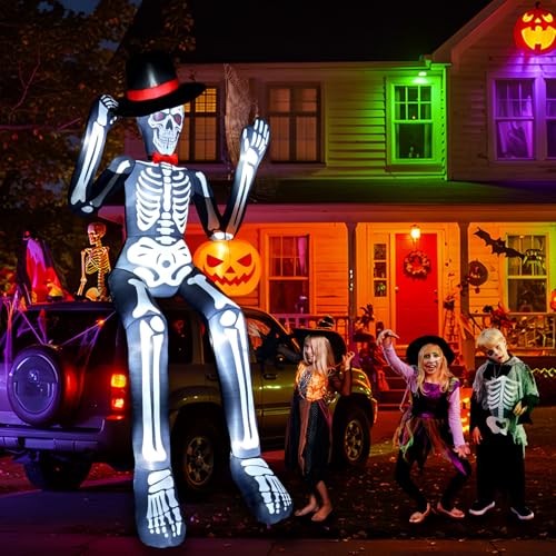 12FT Inflatable Skeleton Halloween Decor for Outdoor Yard and Roof